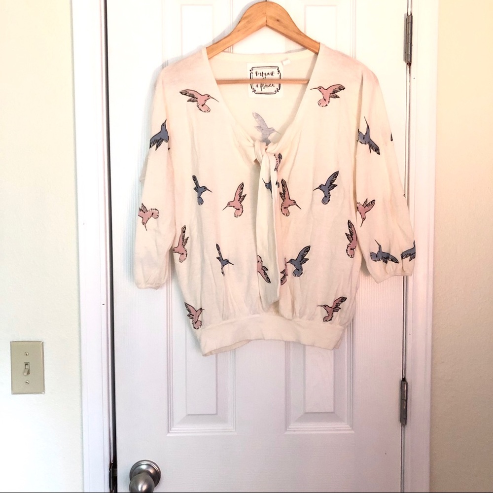 Pastel retro hummingbird sweater